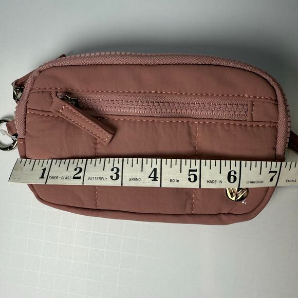 Blush Quilted Wristlet Wallet Compact Organizer Bag - Picture 3 of 7